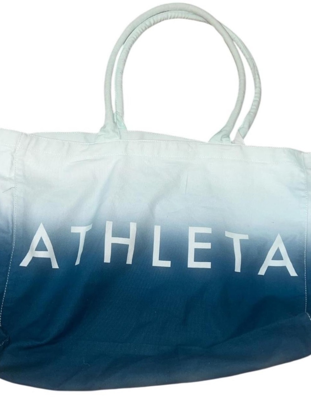 Athleta Ombre Teal and White Canvas Tote